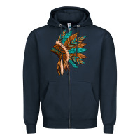 Navy native american indian headdress Zipper Hoodie - Artiststas