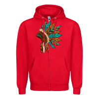 Red native american indian headdress Zipper Hoodie - Artiststas