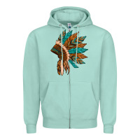 Seafoam native american indian headdress Zipper Hoodie - Artiststas