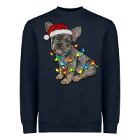 Navy christmas french bulldog Heavyweight Sweatshirt - RanaPortraitStore