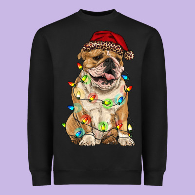 Christmas Bulldog Heavyweight Sweatshirt Designed By Ranaportraitstore