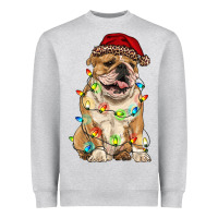 Heather Grey christmas bulldog Heavyweight Sweatshirt - RanaPortraitStore
