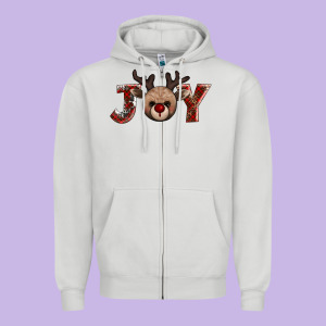 Joy Reindeer Zipper Hoodie Designed By Adodesignshop