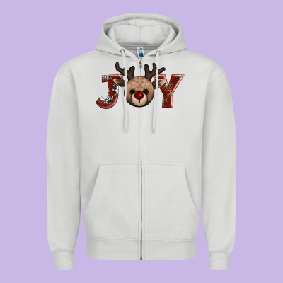 Joy Reindeer Zipper Hoodie Designed By Adodesignshop