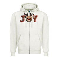 Oatmeal Heather joy reindeer Zipper Hoodie - AdoDesignShop