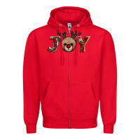 Red joy reindeer Zipper Hoodie - AdoDesignShop