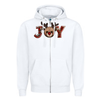 White joy reindeer Zipper Hoodie - AdoDesignShop