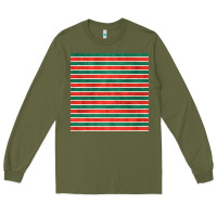 Army Green christmas stripes seamless pattern Long Sleeve Tee - BundleAndBundleShop