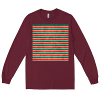 Burgundy christmas stripes seamless pattern Long Sleeve Tee - BundleAndBundleShop