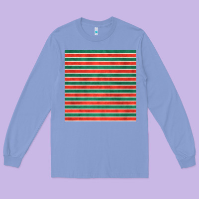 Christmas Stripes Seamless Pattern Long Sleeve Tee Designed By Bundleandbundleshop