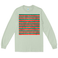 Matcha christmas stripes seamless pattern Long Sleeve Tee - BundleAndBundleShop