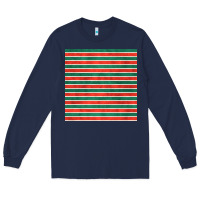 Navy christmas stripes seamless pattern Long Sleeve Tee - BundleAndBundleShop