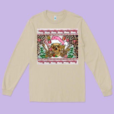 Pink Skeleton  Christmas Long Sleeve Tee Designed By Adodesignshop