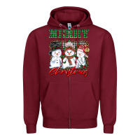 Burgundy merry christmas snowman Zipper Hoodie - AdoDesignShop