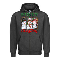 Charcoal Heather merry christmas snowman Zipper Hoodie - AdoDesignShop