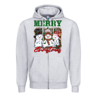 Heather Grey merry christmas snowman Zipper Hoodie - AdoDesignShop