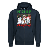 Navy merry christmas snowman Zipper Hoodie - AdoDesignShop