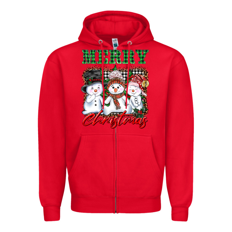 Merry Christmas Snowman Zipper Hoodie by AdoDesignShop | Teevron