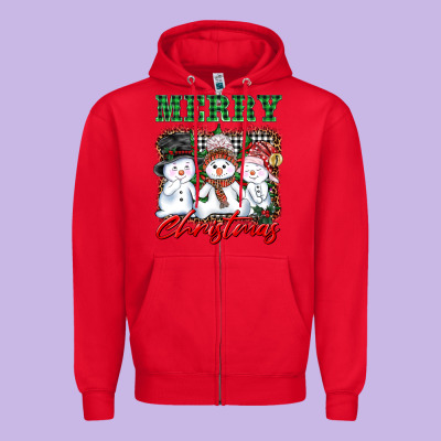 Merry Christmas Snowman Zipper Hoodie Designed By Adodesignshop