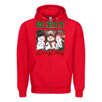 Red merry christmas snowman Zipper Hoodie - AdoDesignShop