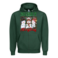 Sports Green merry christmas snowman Zipper Hoodie - AdoDesignShop