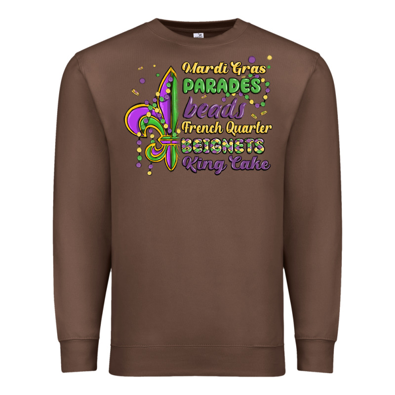 Mardi Gras Parades Beads French Quarter Beignets K Premium Sweatshirt by MaliasSmallBusiness | Teevron