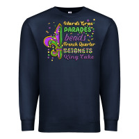 Navy mardi gras parades beads french quarter beignets k Premium Sweatshirt - MaliasSmallBusiness