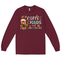 Burgundy coffee chaos and candy canes Long Sleeve Tee - AdoDesignShop