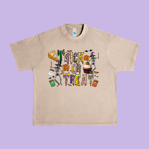 Trick Or Treat Urban Heavy Tee Designed By Cowhidedigitalart