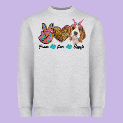 Peace Love Beagle Heavyweight Sweatshirt Designed By Ranaportraitstore
