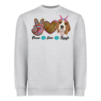 Heather Grey peace love beagle Heavyweight Sweatshirt - RanaPortraitStore