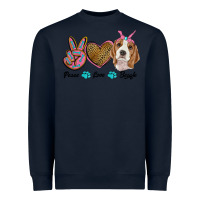 Navy peace love beagle Heavyweight Sweatshirt - RanaPortraitStore