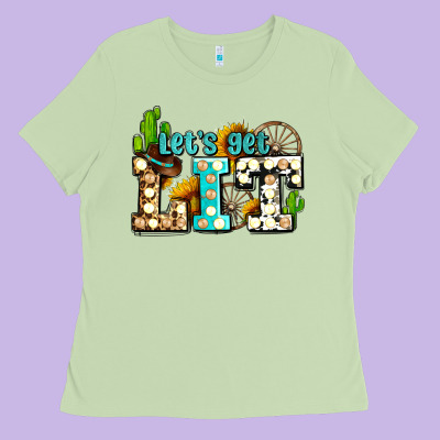 Western Lets Get Lit Ado Ladies Tee Designed By Adodesignshop