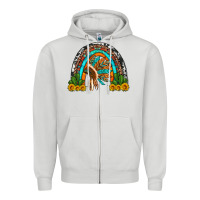 Indian Headdress Cactus And Sunflowers Rainbow Zipper Hoodie | Teevron
