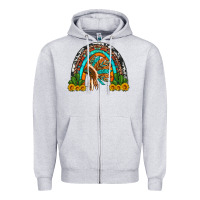 Heather Grey indian headdress cactus and sunflowers rainbow Zipper Hoodie - Artiststas
