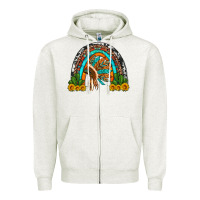 Oatmeal Heather indian headdress cactus and sunflowers rainbow Zipper Hoodie - Artiststas
