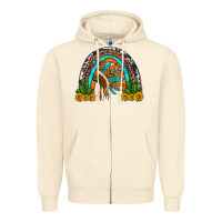 Sandshell indian headdress cactus and sunflowers rainbow Zipper Hoodie - Artiststas
