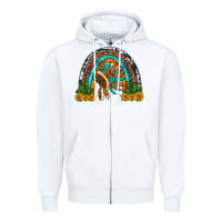 White indian headdress cactus and sunflowers rainbow Zipper Hoodie - Artiststas