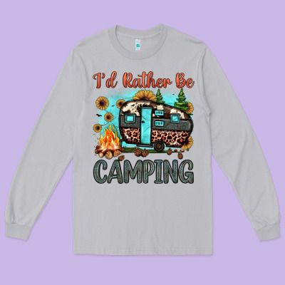 I'd Rather Be Camping Long Sleeve Tee Designed By Jahusdesignshop