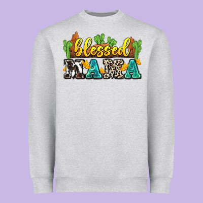 Blessed Mama Heavyweight Sweatshirt Designed By Zillion Design Studio