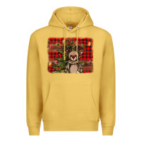 Antique Gold reindeer trees background Premium Hoodie - AdoDesignShop