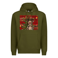Army Green reindeer trees background Premium Hoodie - AdoDesignShop