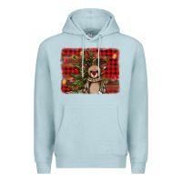 Blue Mist reindeer trees background Premium Hoodie - AdoDesignShop