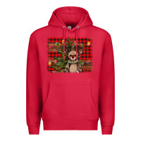 Cardinal reindeer trees background Premium Hoodie - AdoDesignShop