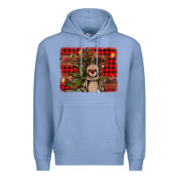 Colony Blue reindeer trees background Premium Hoodie - AdoDesignShop