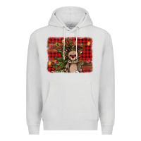 Dove Grey reindeer trees background Premium Hoodie - AdoDesignShop