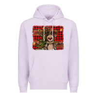 Lilac reindeer trees background Premium Hoodie - AdoDesignShop