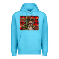 Ocean Blue reindeer trees background Premium Hoodie - AdoDesignShop