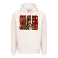 Pale Pink reindeer trees background Premium Hoodie - AdoDesignShop