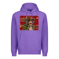 Purple reindeer trees background Premium Hoodie - AdoDesignShop